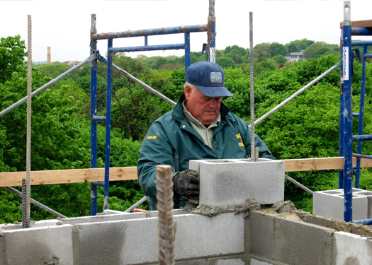 Completed masonry work
